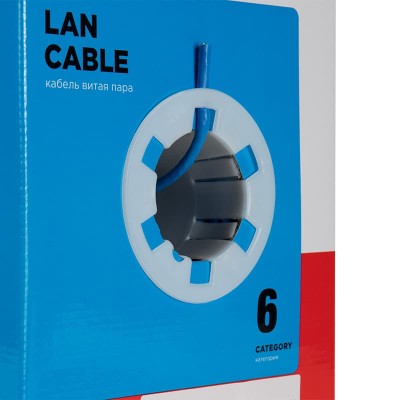 Кабель витая пара U/UTP, CAT 6, PVC, 23AWG, INDOOR, SOLID, синий, 305 м, REXANT Кабель витая пара U/UTP, CAT 6, PVC, 23AWG, INDOOR, SOLID, синий, 305 м, REXANT