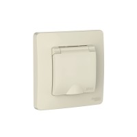 BLANCA С/У IP44 РОЗЕТКА с заземлением со шторками, с крышкой, 16А, 250В, МОЛОЧНЫЙ