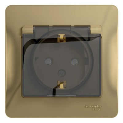 Розетка IP44 "Glossa" С/У с ЗК (250В, 16А, защит.шторки)