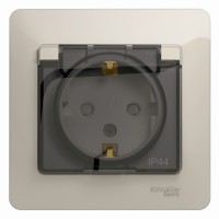 Розетка IP44 "Glossa" С/У с ЗК (250В, 16А, защит.шторки)