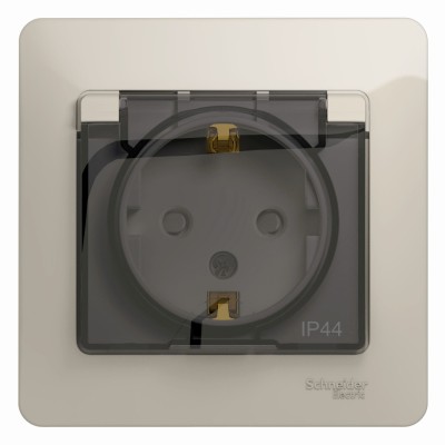 Розетка IP44 "Glossa" С/У с ЗК (250В, 16А, защит.шторки)
