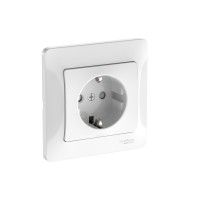 GLOSSA РОЗЕТКА с заземлением со шторками, 16А, в сборе, быстрозажим. клем., БЕЛЫЙ