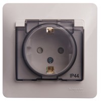 Розетка IP44 "Glossa" С/У с ЗК (250В, 16А, защит.шторки)