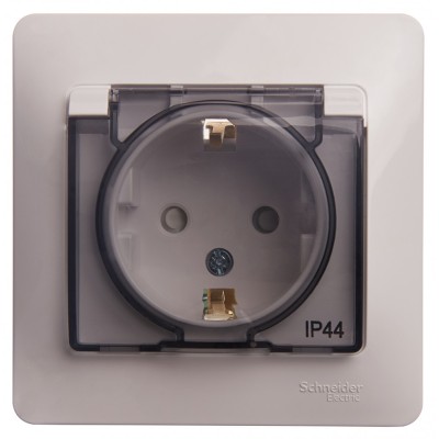 Розетка IP44 "Glossa" С/У с ЗК (250В, 16А, защит.шторки)