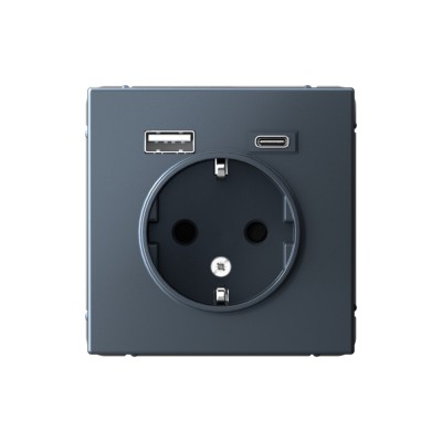 ARTGALLERY РОЗЕТКА 16А с 2 USB A+C, 5В/2,4А/3,0А, 2х5В/1,5А, механизм, ГРИФЕЛЬ