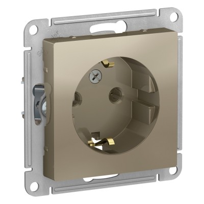 ATLASDESIGN РОЗЕТКА с заземлением без шторок, 16А, механизм, ШАМПАНЬ