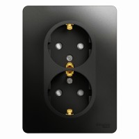 GLOSSA РОЗЕТКА двойная с заземлением со шторками, 16А, в сборе, АНТРАЦИТ GLOSSA РОЗЕТКА двойная с заземлением со шторками, 16А, в сборе, АНТРАЦИТ