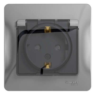 Розетка IP44 "Glossa" С/У с ЗК (250В, 16А, защит.шторки)