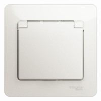 Розетка "Glossa" С/У с ЗК с крышкой (250В, 16А, защит.шторки)