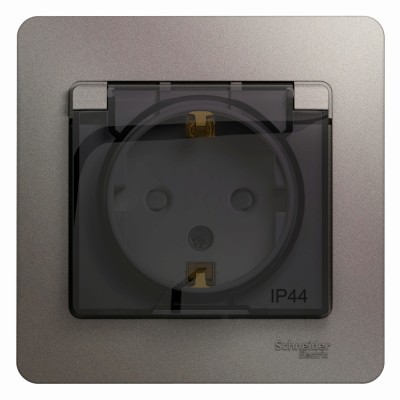 Розетка IP44 "Glossa" С/У с ЗК (250В, 16А, защит.шторки)