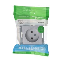 ATN000341 ATLASDESIGN РОЗЕТКА без заземления, 16А, механизм, АЛЮМИНИЙ