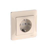 GLOSSA РОЗЕТКА с заземлением без шторок, 16А, в сборе, быстрозажим. клем., БЕЖЕВЫЙ GLOSSA РОЗЕТКА с заземлением без шторок, 16А, в сборе, быстрозажим. клем., БЕЖЕВЫЙ