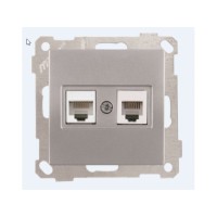 Розетка телефонная + компьютерная (RJ12+Cat5e, скрытая, без рамки) серебро, DARIA, MUTLUSAN Розетка телефонная + компьютерная (RJ12+Cat5e, скрытая, без рамки) серебро, DARIA, MUTLUSAN
