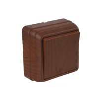 Выключатель 1-клав. проходной (открытый), орех, BRON, MUTLUSAN Выключатель 1-клав. проходной (открытый), орех, BRON, MUTLUSAN