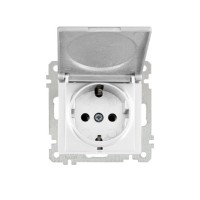Розетка 1-ая (скрытая, с/з, с крышкой) белая, ELITRA, MUTLUSAN Розетка 1-ая (скрытая, с/з, с крышкой) белая, ELITRA, MUTLUSAN