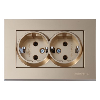 Розетка 2-ая (скрытая,с/з) золото, RITA, MUTLUSAN