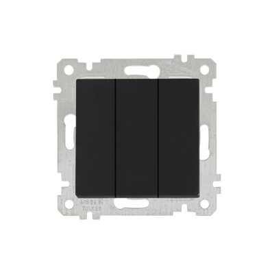 Выключатель 3-клав. (скрытый, без рамки, винт. зажим) черный, RITA, MUTLUSAN