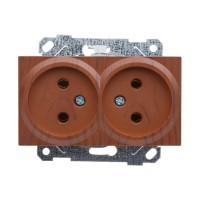 Розетка 2-ая (скрытая, б/з, керамика) орех, RITA, MUTLUSAN Розетка 2-ая (скрытая, б/з, керамика) орех, RITA, MUTLUSAN