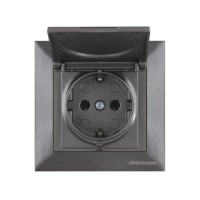 Розетка 1-ая (скрытая, с/з, с крышкой) дымчатая, DARIA, MUTLUSAN Розетка 1-ая (скрытая, с/з, с крышкой) дымчатая, DARIA, MUTLUSAN