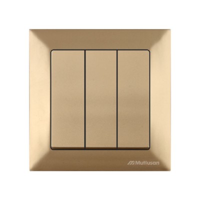 Выключатель 3-клав. (скрытый, пруж. зажим) золото, DARIA, MUTLUSAN
