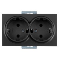 Розетка 2-ая (скрытая, с/з, керамика) черная, DARIA, MUTLUSAN Розетка 2-ая (скрытая, с/з, керамика) черная, DARIA, MUTLUSAN