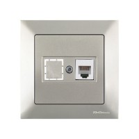 Розетка телефонная 1хRJ12 (скрытая) титан, DARIA, MUTLUSAN Розетка телефонная 1хRJ12 (скрытая) титан, DARIA, MUTLUSAN