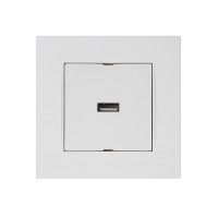 Розетка 1-ая USB (скрытая, горизонт.) белая, RITA, MUTLUSAN Розетка 1-ая USB (скрытая, горизонт.) белая, RITA, MUTLUSAN