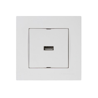 Розетка 1-ая USB (скрытая, горизонт.) белая, RITA, MUTLUSAN