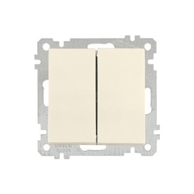 Выключатель 2-клав. (скр, б/рамки, пруж. заж) кремовый, CANDELA (DARIA), MUTLUSAN Выключатель 2-клав. (скр, б/рамки, пруж. заж) кремовый, CANDELA (DARIA), MUTLUSAN