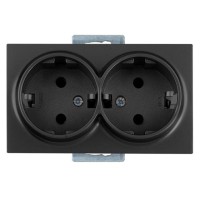 Розетка 2-ая (скрытая, с/з) черная, DARIA, MUTLUSAN