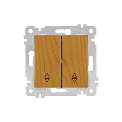 Выключатель проходной 2-клав. (скрытый, без рамки, пруж. зажим) дуб, RITA, MUTLUSAN