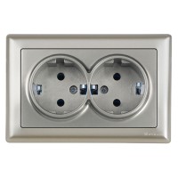 Розетка 2-ая (скрытая, с/з, керамика) титан, DARIA, MUTLUSAN Розетка 2-ая (скрытая, с/з, керамика) титан, DARIA, MUTLUSAN