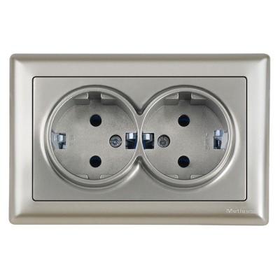 Розетка 2-ая (скрытая, с/з, керамика) титан, DARIA, MUTLUSAN