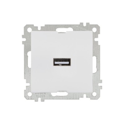 Розетка 1-ая USB (скрытая, без рамки) белая, DARIA, MUTLUSAN