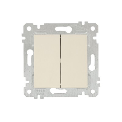 Выключатель 2-клав. (скрытый, без рамки, винт. зажим) кремовый, RITA, MUTLUSAN