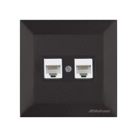 Розетка компьютерная 2xRJ45 (Cat5e, скрытая) черная, DARIA, MUTLUSAN