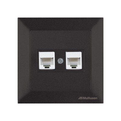 Розетка компьютерная 2xRJ45 (Cat5e, скрытая) черная, DARIA, MUTLUSAN