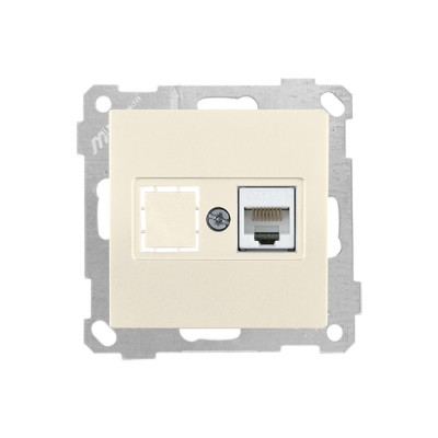 Розетка компьютерная 1xRJ45 (Cat5e, скрытая, без рамки) кремовая, DARIA, MUTLUSAN