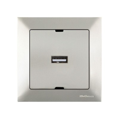 Розетка 1-ая USB (скрытая) титан, DARIA, MUTLUSAN