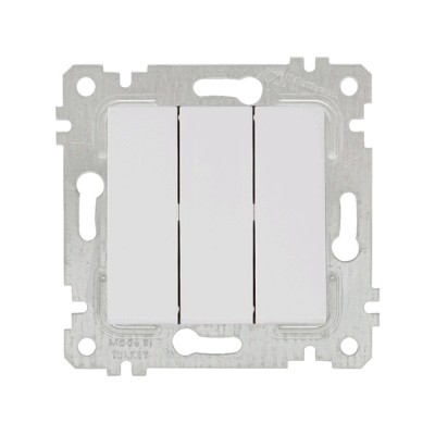 Выключатель 3-клав. (скрытый, без рамки, винт. зажим) белый, RITA, MUTLUSAN