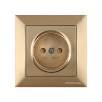 Розетка 1-ая (скрытая, б/з, шторки) золото, DARIA, MUTLUSAN