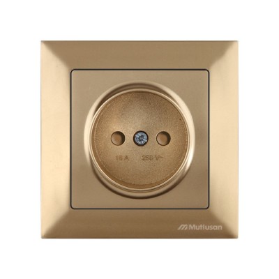 Розетка 1-ая (скрытая, б/з, шторки) золото, DARIA, MUTLUSAN