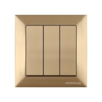Выключатель 3-клав. (скрытый, винт. зажим) золото, DARIA, MUTLUSAN