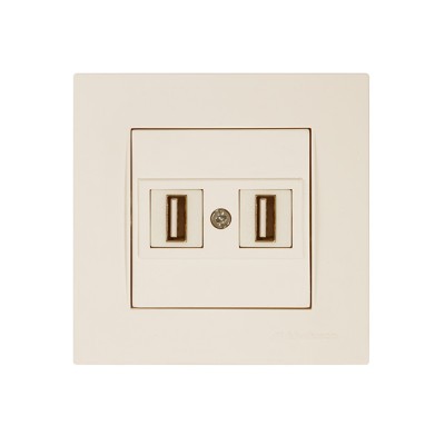 Розетка компьютерная 2хUSB (скрытая) кремовая (не для зарядки) RITA, MUTLUSAN