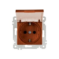 Розетка 1-ая (скрытая, без рамки, с/з, с крышкой) вишня, RITA, MUTLUSAN