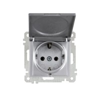 Розетка 1-ая (скрытая, с/з, с крышкой) серебро, ELITRA, MUTLUSAN Розетка 1-ая (скрытая, с/з, с крышкой) серебро, ELITRA, MUTLUSAN