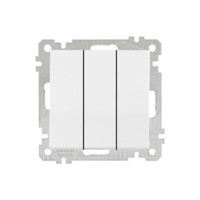 Выключатель 3-клав. (скрытый, винт. зажим) белый, ELITRA, MUTLUSAN