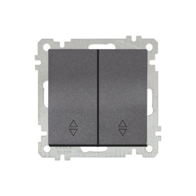 Выключатель проходной 2-клав. (скрытый, винт. зажим) дымчатый, ELITRA, MUTLUSAN