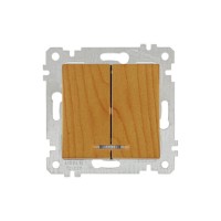 Выключатель 2-клав. (с подсветкой, скрытый, без рамки, винт. зажим) дуб, RITA, MUTLUSAN Выключатель 2-клав. (с подсветкой, скрытый, без рамки, винт. зажим) дуб, RITA, MUTLUSAN