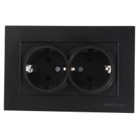 Розетка 2-ая (скрытая,с/з) черная, RITA, MUTLUSAN Розетка 2-ая (скрытая,с/з) черная, RITA, MUTLUSAN